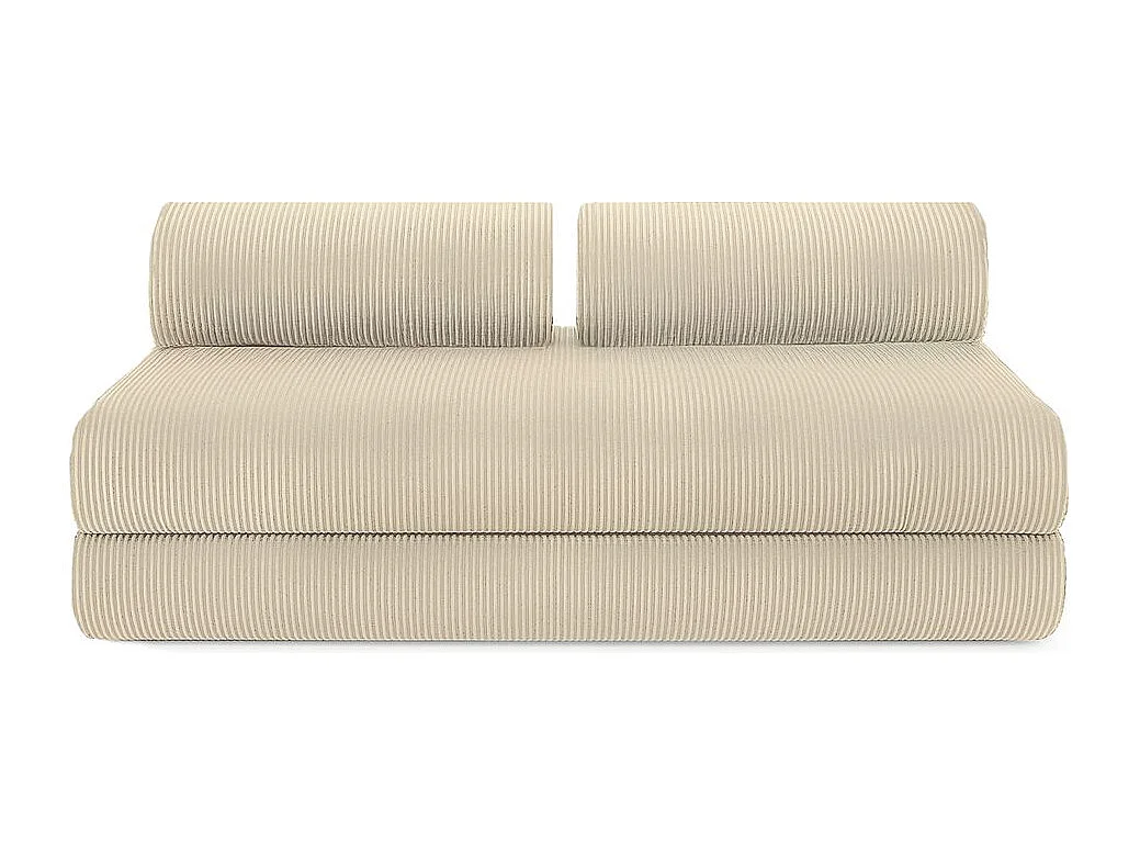 Canapé d'angle modulable et convertible 6 places - Velours côtelé - Beige