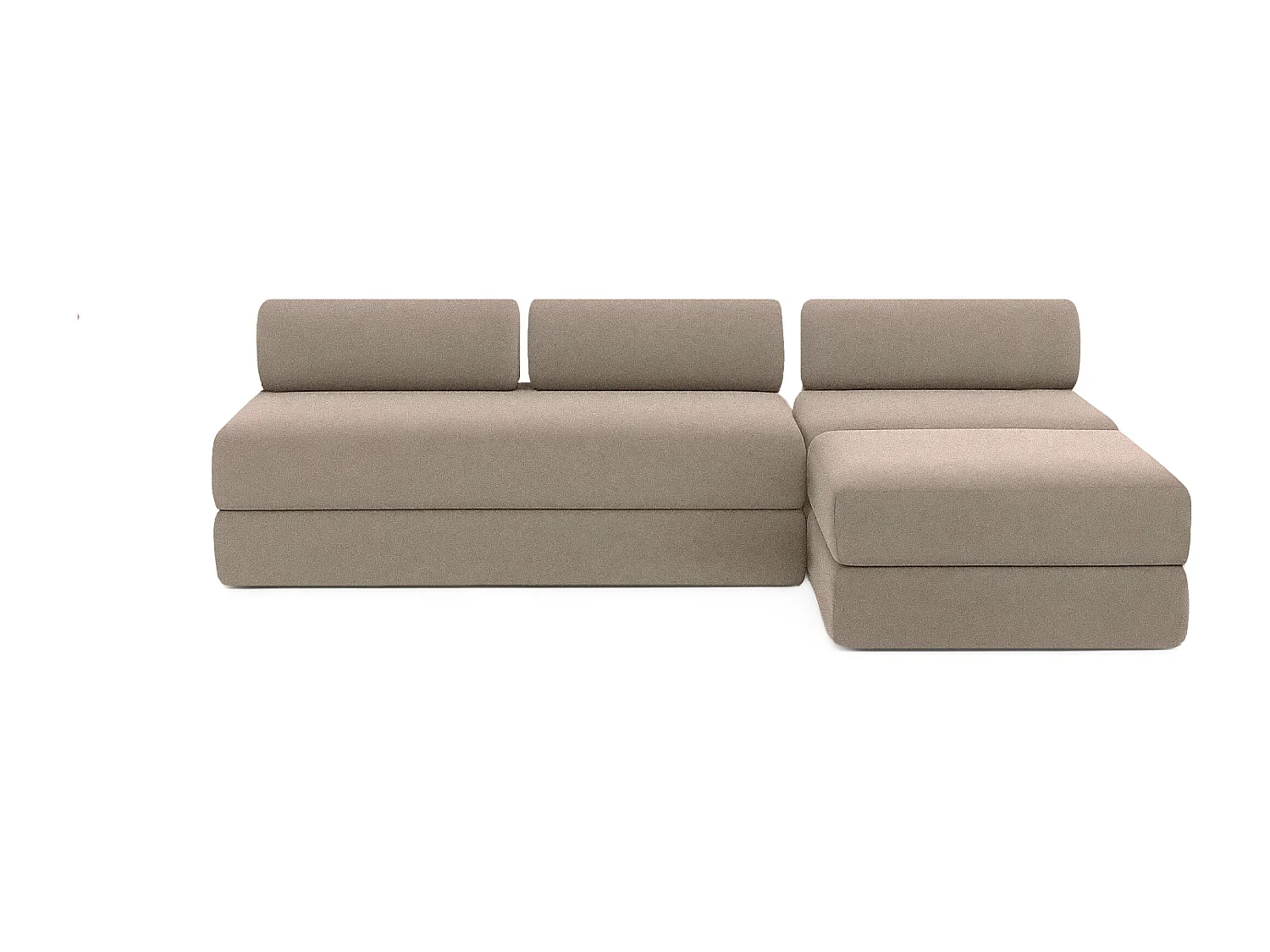 Canapé d'angle modulable et convertible 6 places - Tissu lisse - Taupe
