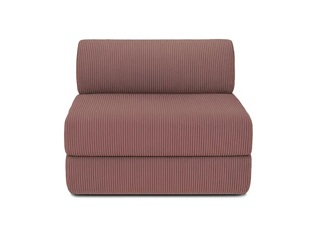 Canapé d'angle modulable et convertible 6 places - Velours côtelé - Rose
