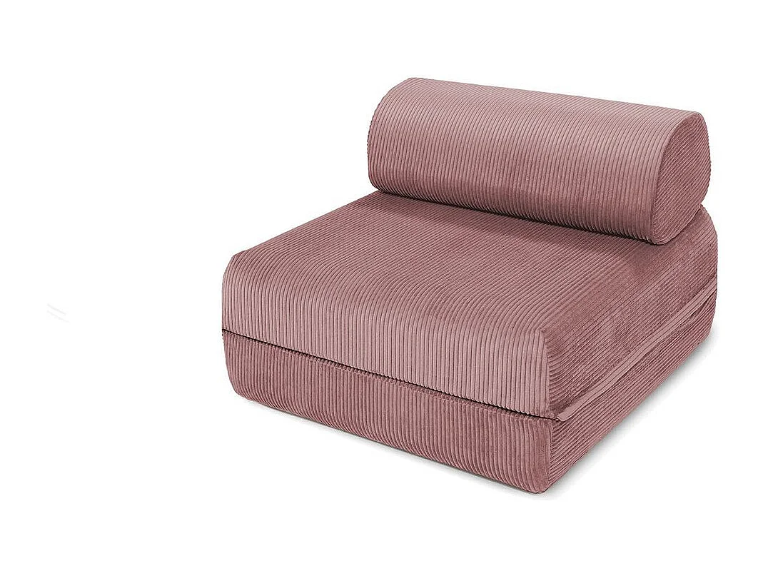 Canapé d'angle modulable et convertible 6 places - Velours côtelé - Rose