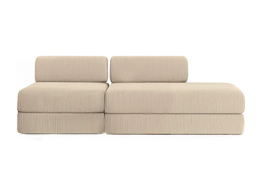 Canapé droit modulable et convertible 3 places - Velours côtelé - Beige