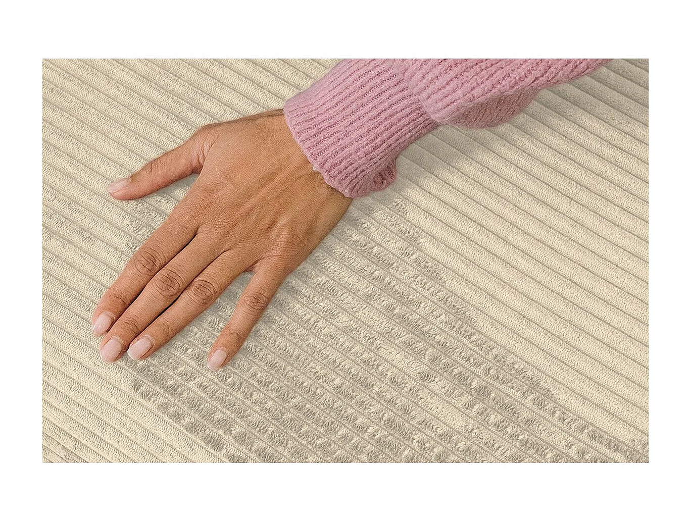 Canapé droit modulable et convertible 3 places - Velours côtelé - Beige