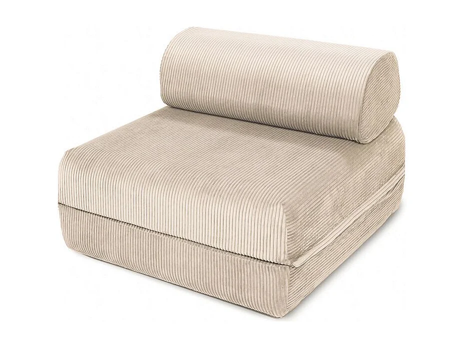 Canapé droit modulable et convertible 3 places - Velours côtelé - Beige