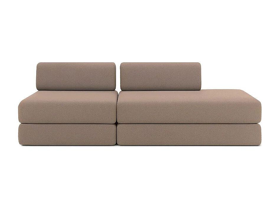 Canapé droit modulable et convertible 3 places - Tissu lisse - Marron