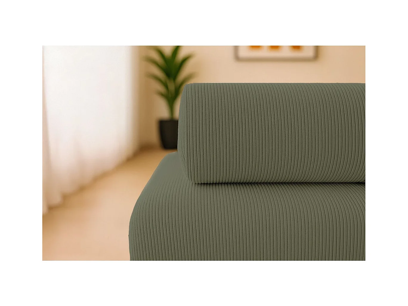 Canapé droit modulable et convertible 3 places - Velours côtelé - Vert