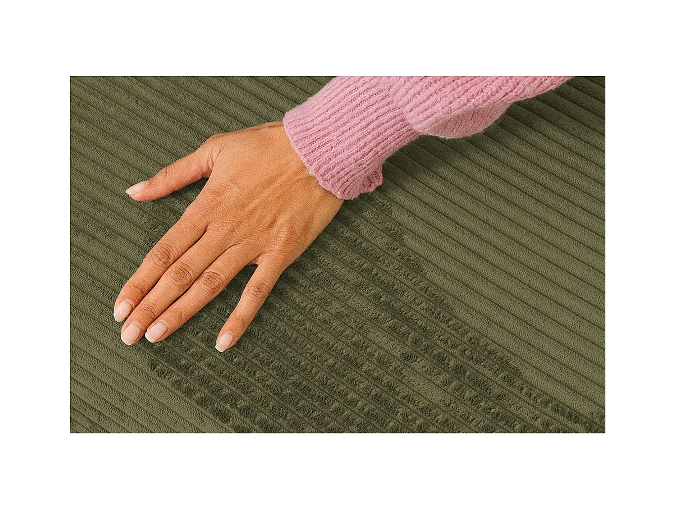 Canapé droit modulable et convertible 3 places - Velours côtelé - Vert