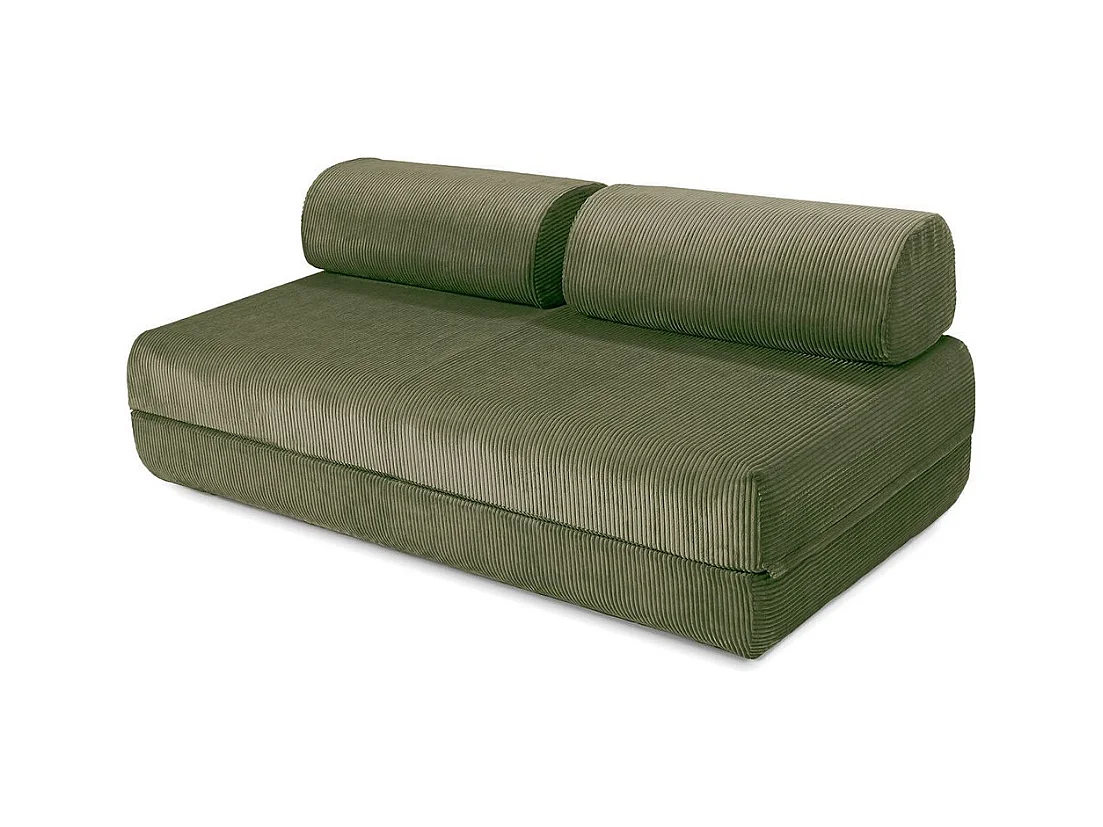 Canapé droit modulable et convertible 3 places - Velours côtelé - Vert