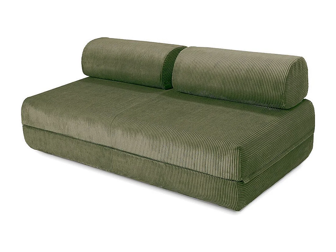 Canapé droit modulable et convertible 3 places - Velours côtelé - Vert