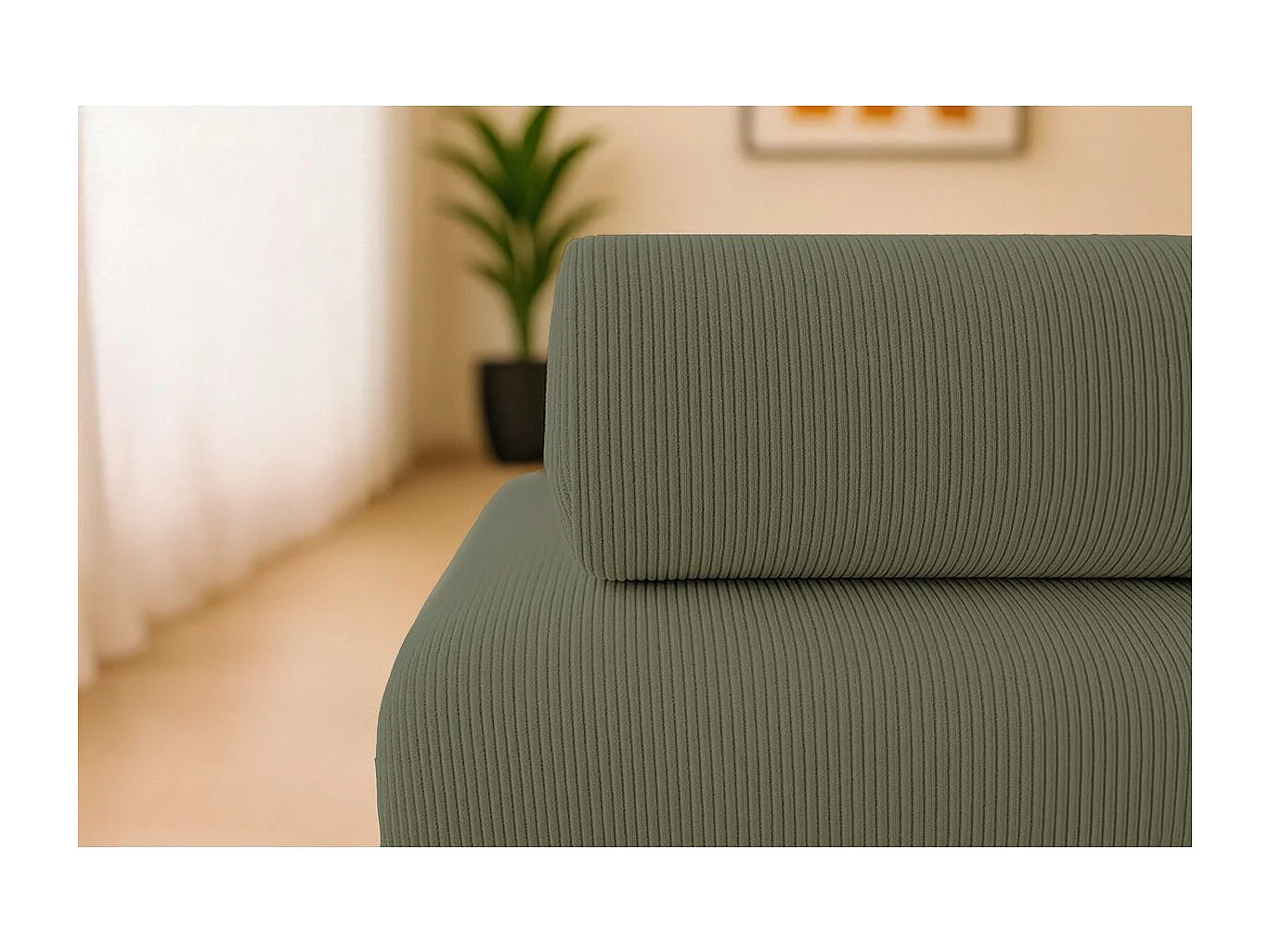 Canapé droit modulable et convertible 3 places - Velours côtelé - Vert