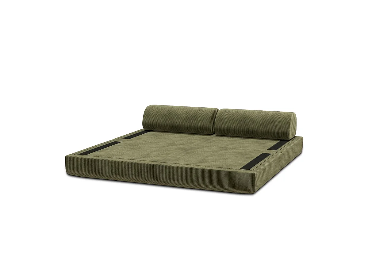 Canapé droit modulable et convertible 3 places - Velours côtelé - Vert