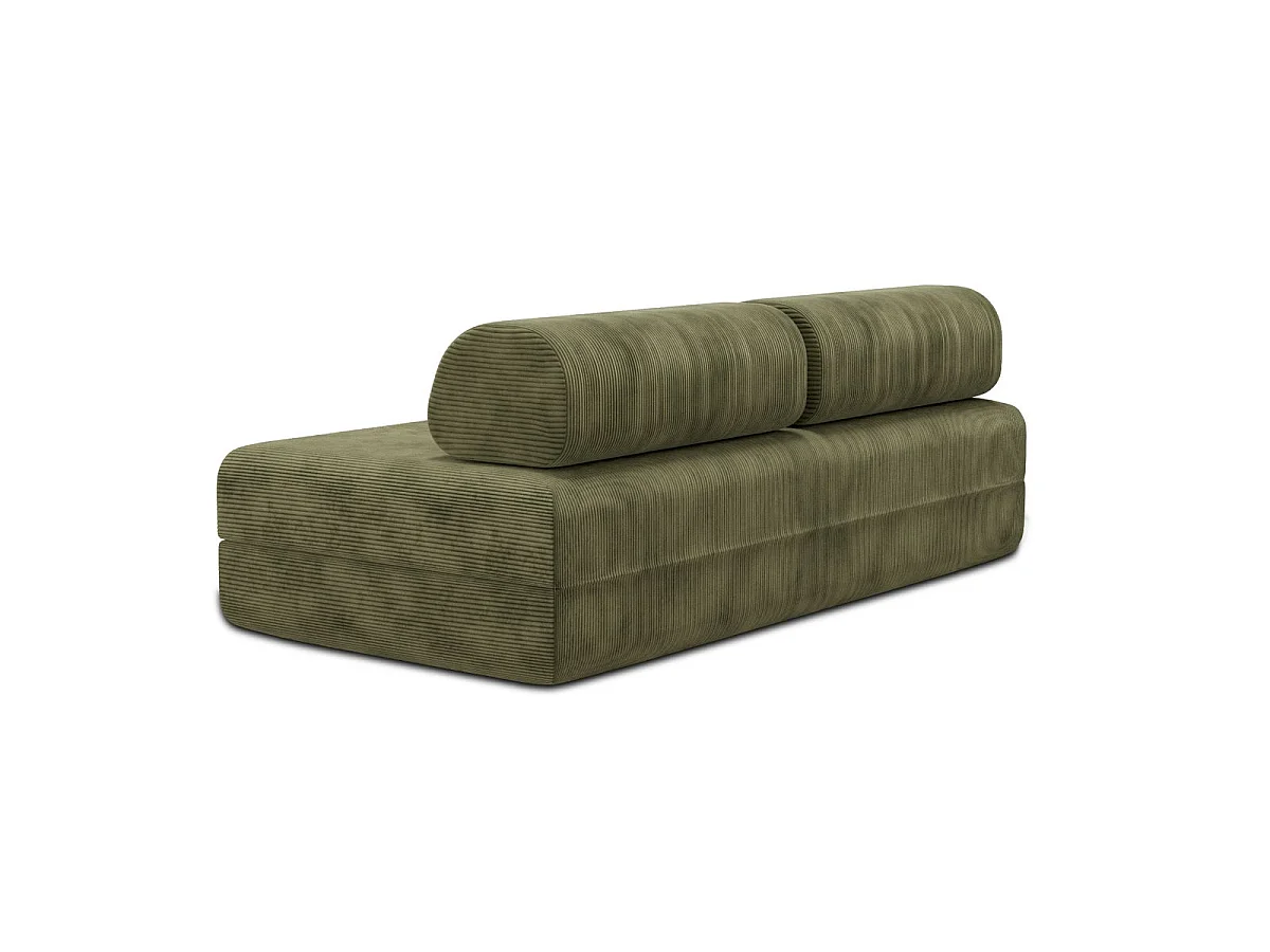 Canapé droit modulable et convertible 3 places - Velours côtelé - Vert