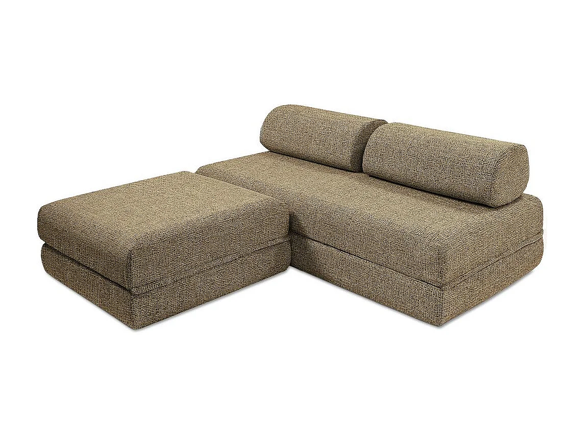 Canapé d'angle modulable et convertible 4 places - Tissu tweed - Jaune