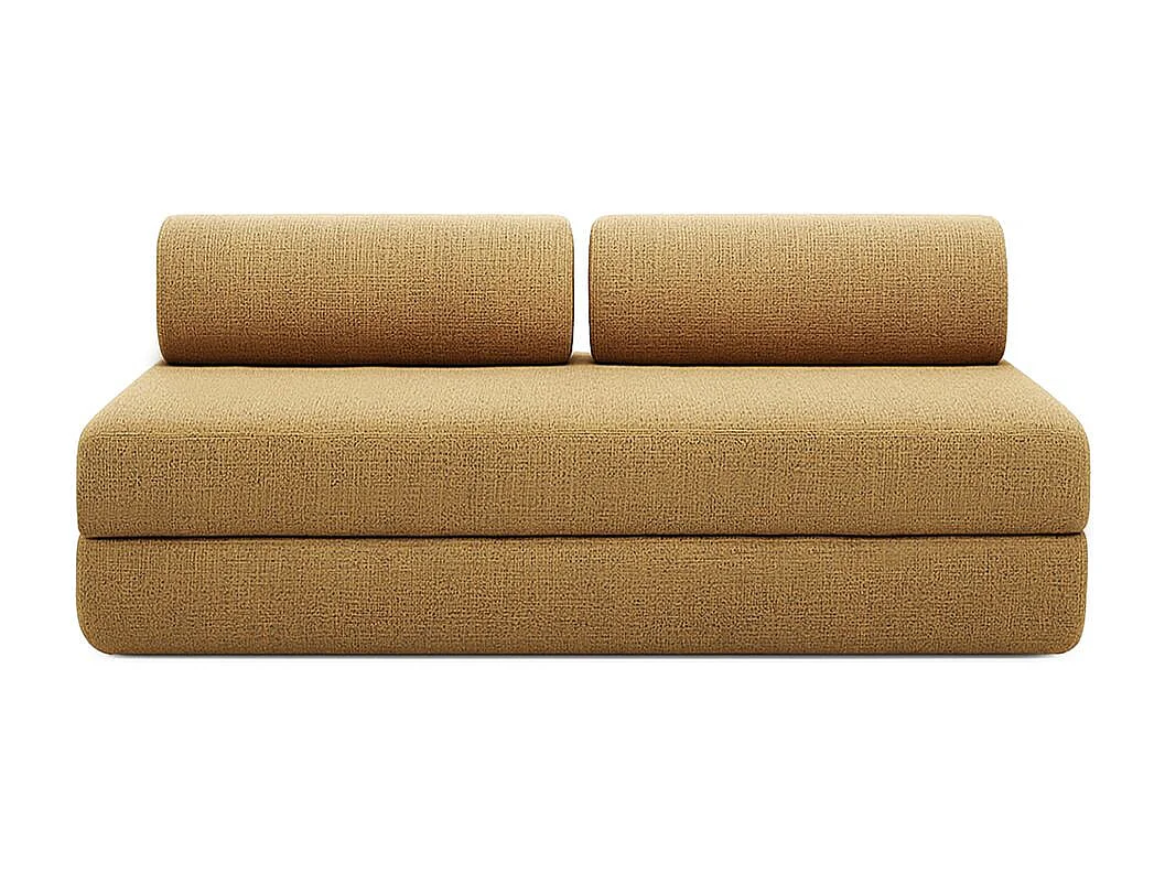 Canapé d'angle modulable et convertible 4 places - Tissu tweed - Jaune