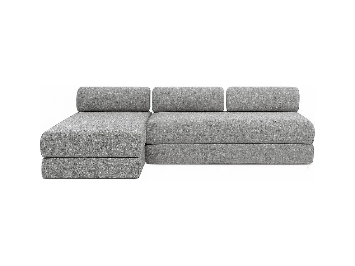 Canapé d'angle modulable et convertible 6 places - Tissu tweed - Gris