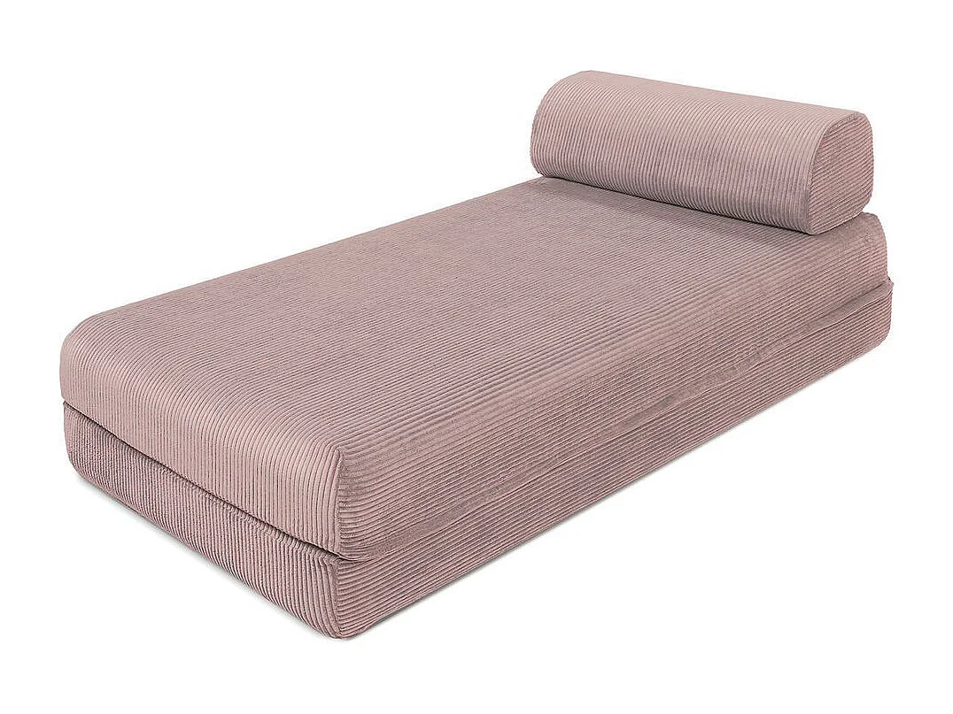 Canapé d'angle modulable et convertible 6 places - Velours côtelé - Rose pâle