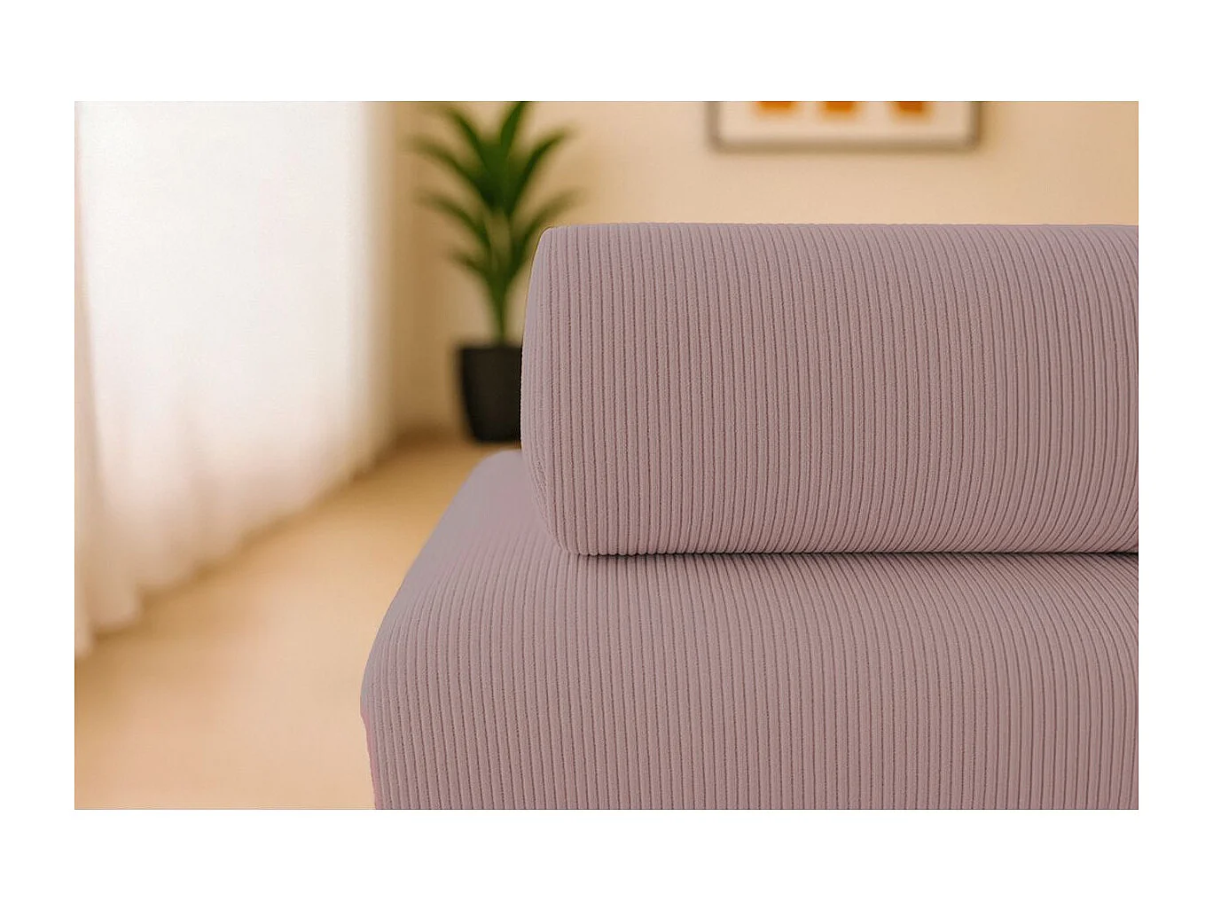 Canapé d'angle modulable et convertible 6 places - Velours côtelé - Rose pâle