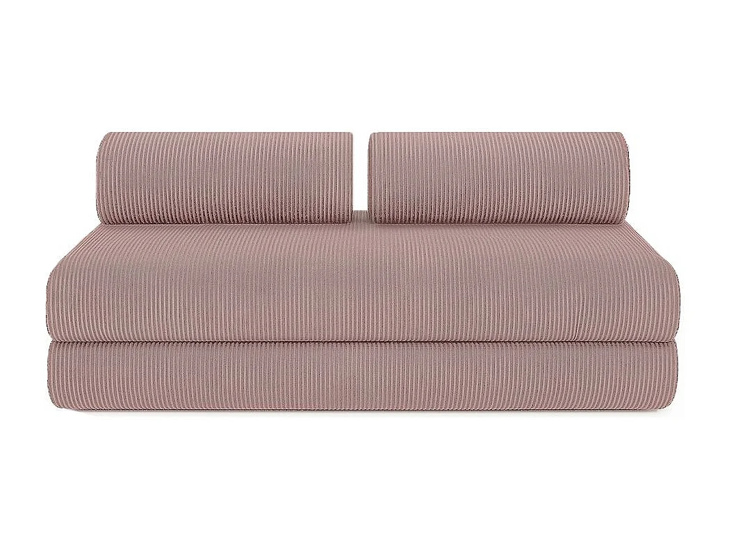Canapé d'angle modulable et convertible 6 places - Velours côtelé - Rose pâle
