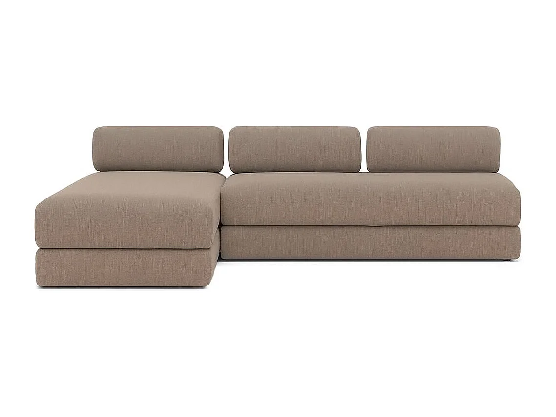 Canapé d'angle modulable et convertible 6 places - Tissu lisse - Marron