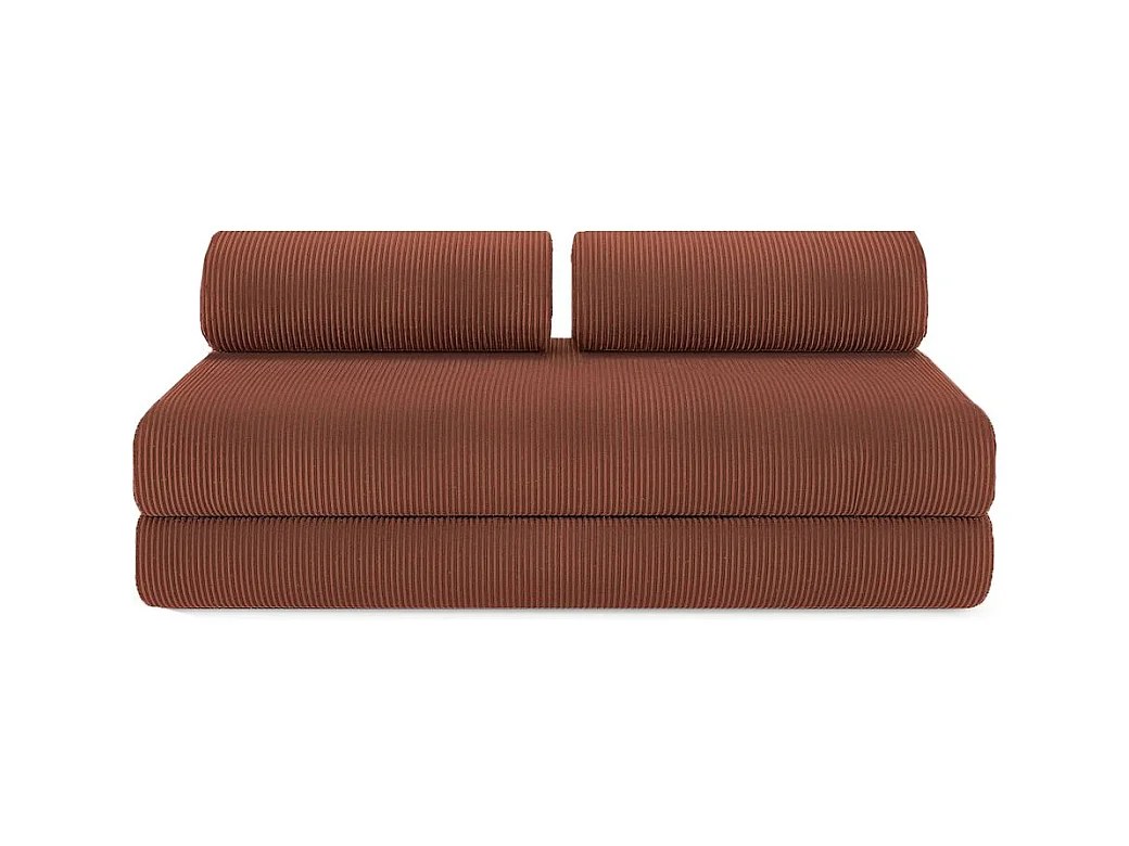 Canapé droit modulable et convertible 5 places - Velours côtelé - Terracotta