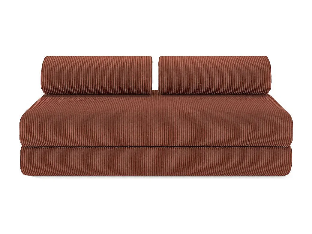 Canapé droit modulable et convertible 5 places - Velours côtelé - Terracotta