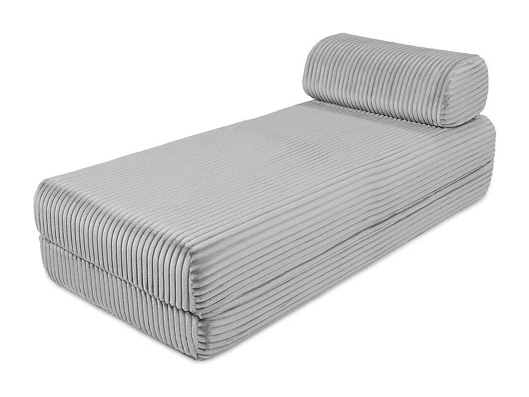 Canapé d'angle modulable et convertible 6 places - Velours côtelé XL - Gris clair