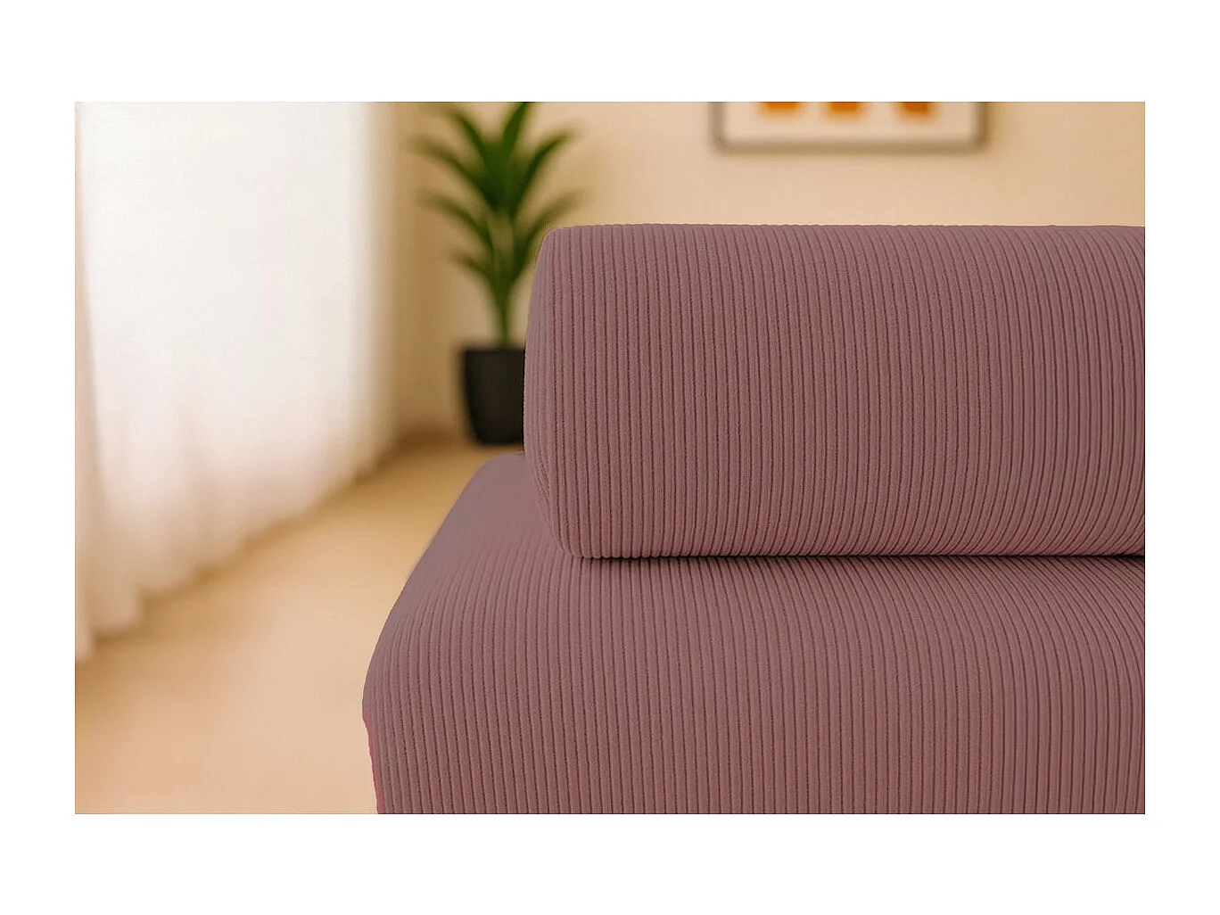 Canapé droit modulable et convertible 3 places - Velours côtelé - Rose