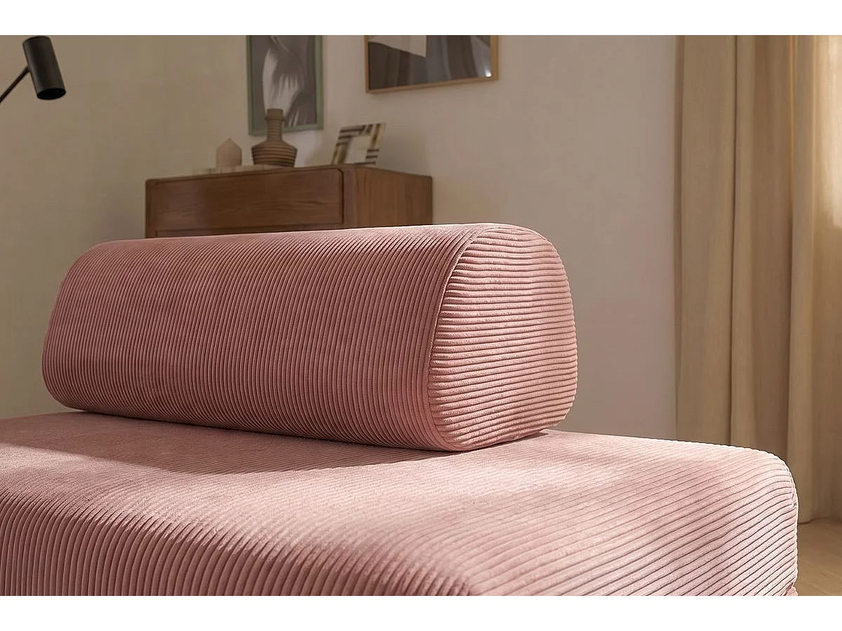 Canapé droit modulable et convertible 3 places - Velours côtelé - Rose