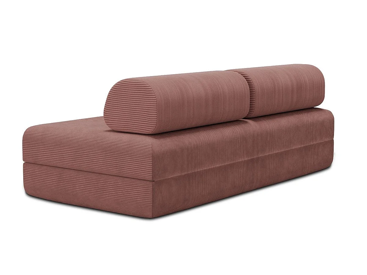 Canapé droit modulable et convertible 3 places - Velours côtelé - Rose