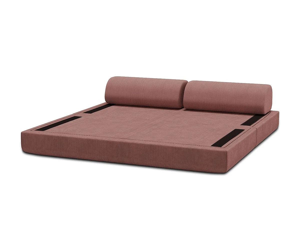 Canapé droit modulable et convertible 3 places - Velours côtelé - Rose