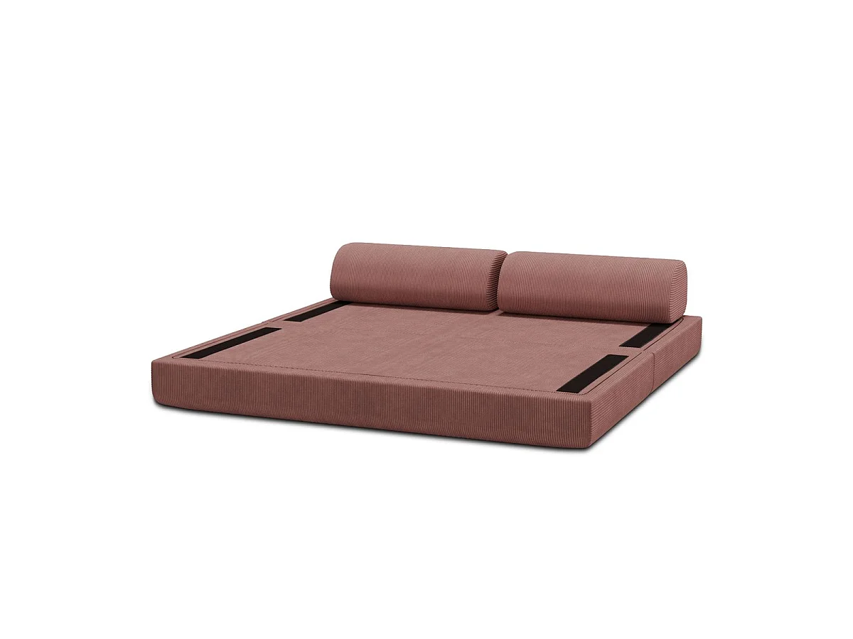 Canapé droit modulable et convertible 3 places - Velours côtelé - Rose