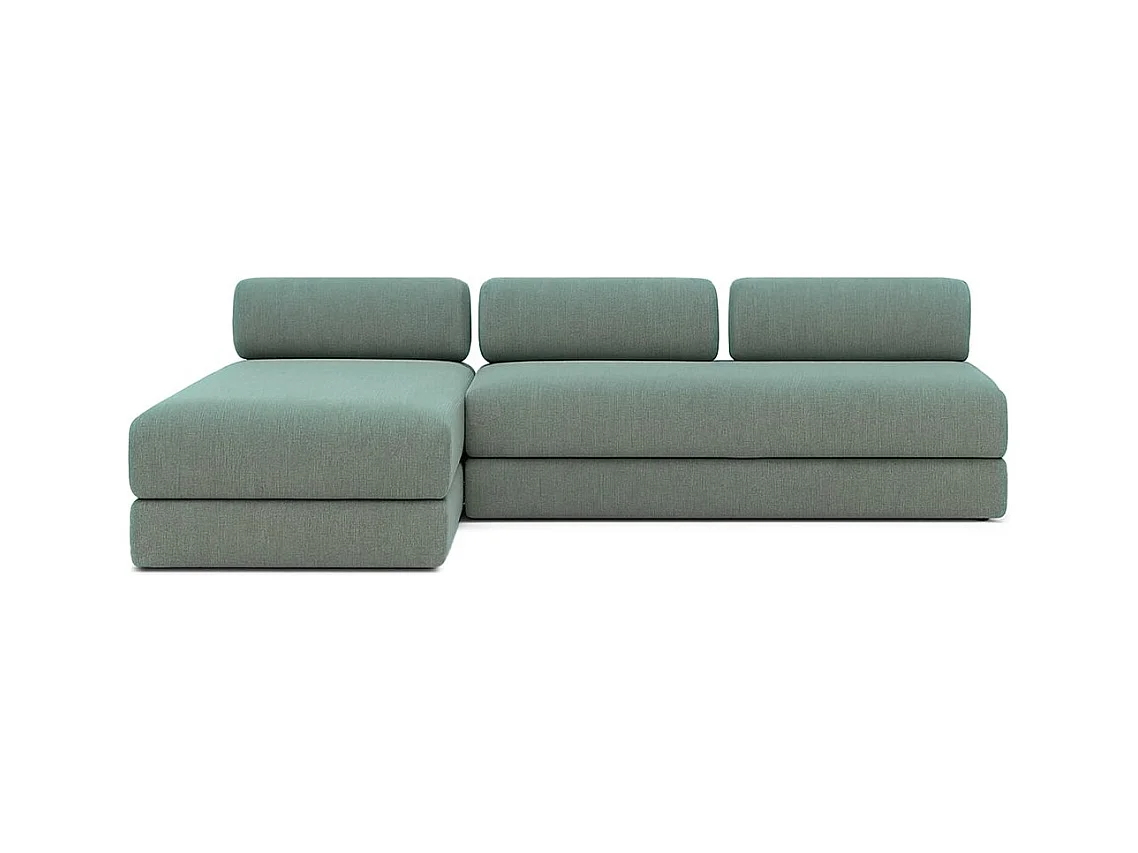 Canapé d'angle modulable et convertible 6 places - Tissu lisse - Bleu vert