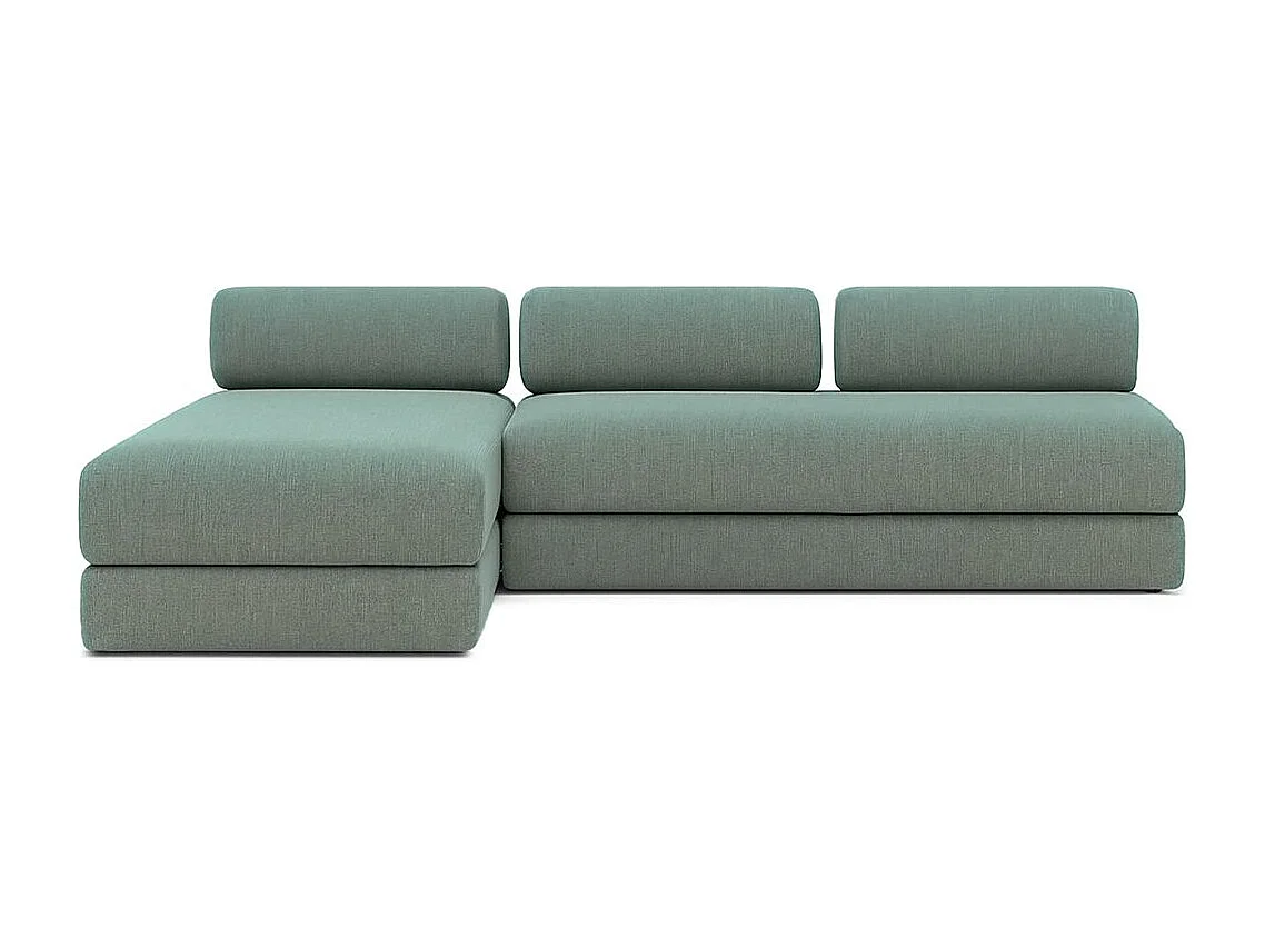 Canapé d'angle modulable et convertible 6 places - Tissu lisse - Bleu vert