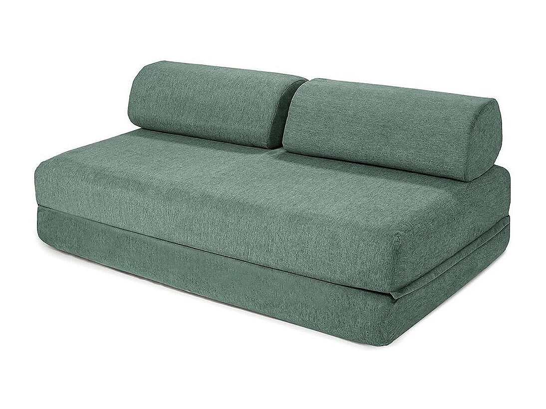 Canapé d'angle modulable et convertible 4 places - Tissu lisse - Bleu vert