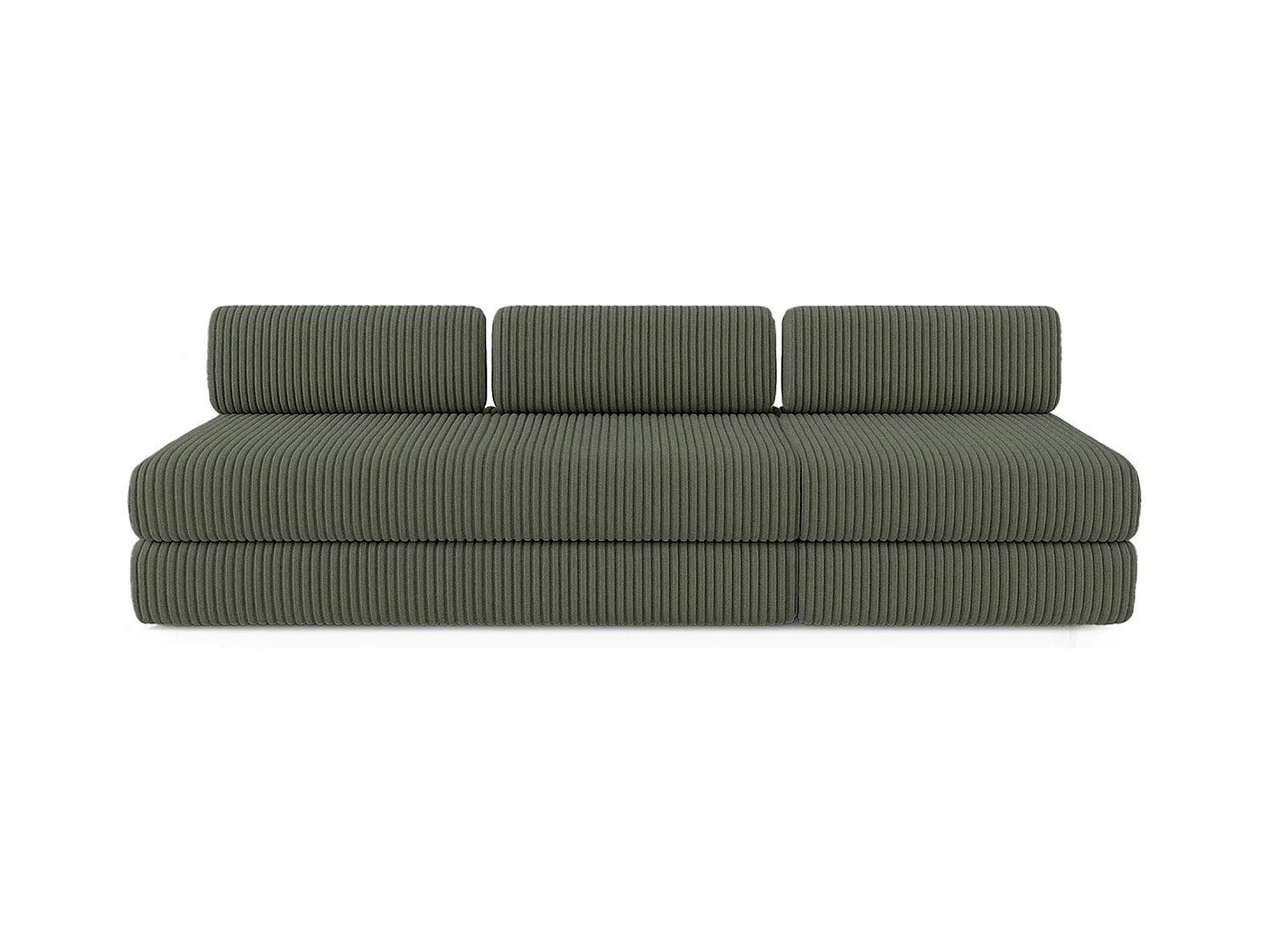 Canapé droit modulable et convertible 4 places - Velours côtelé XL - Vert