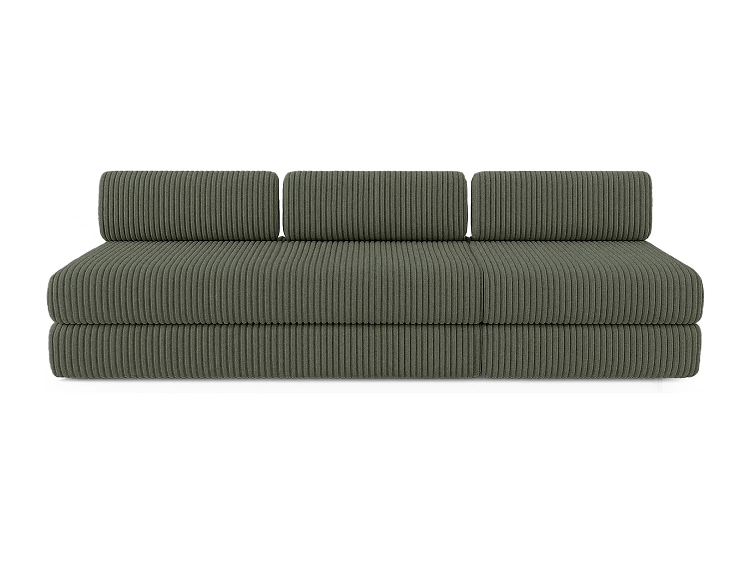 Canapé droit modulable et convertible 4 places - Velours côtelé XL - Vert