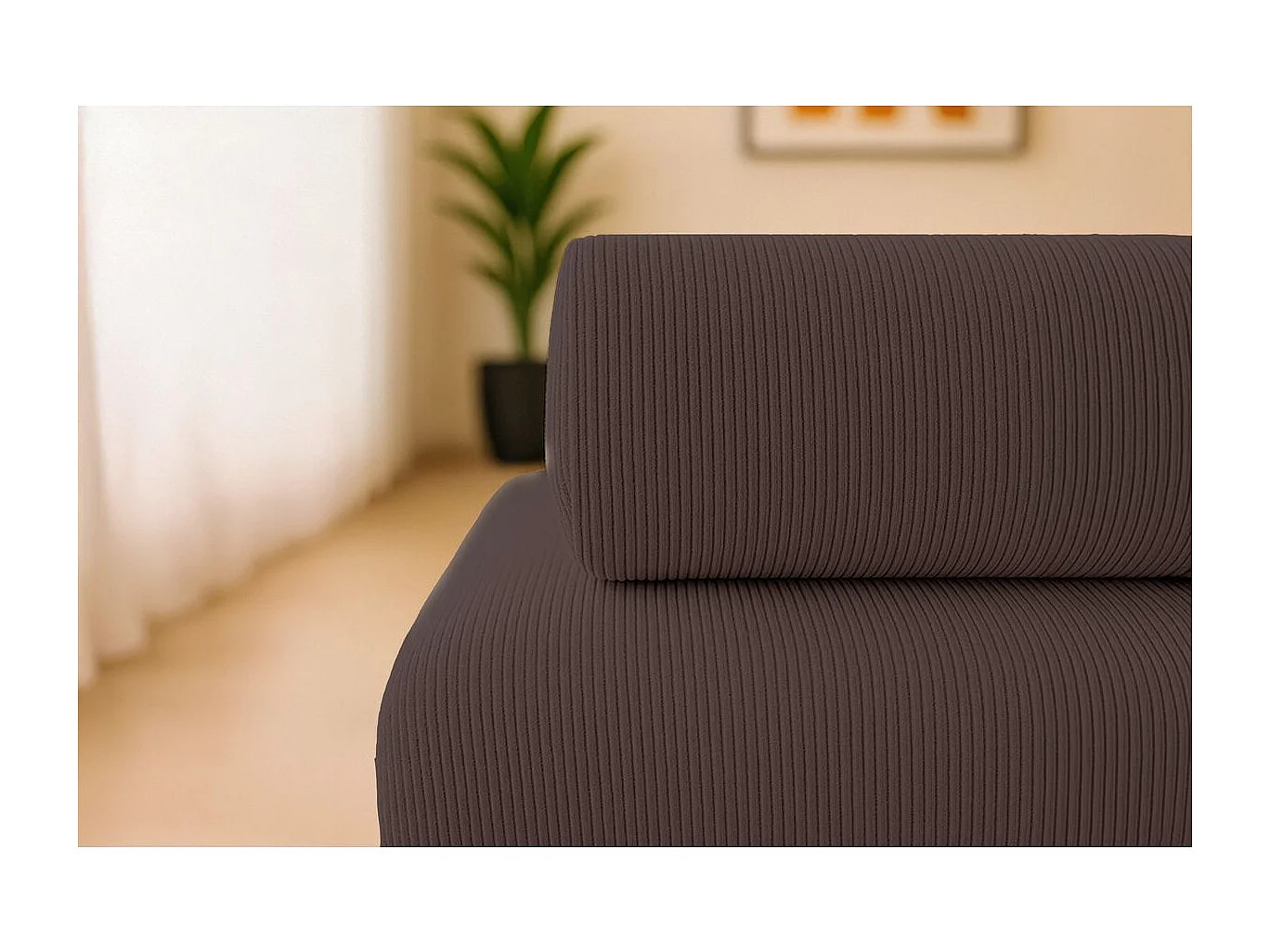 Canapé droit modulable et convertible 3 places - Velours côtelé - Marron