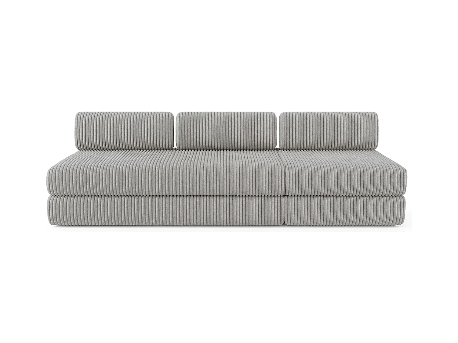 Canapé droit modulable et convertible 4 places - Velours côtelé XL - Gris clair