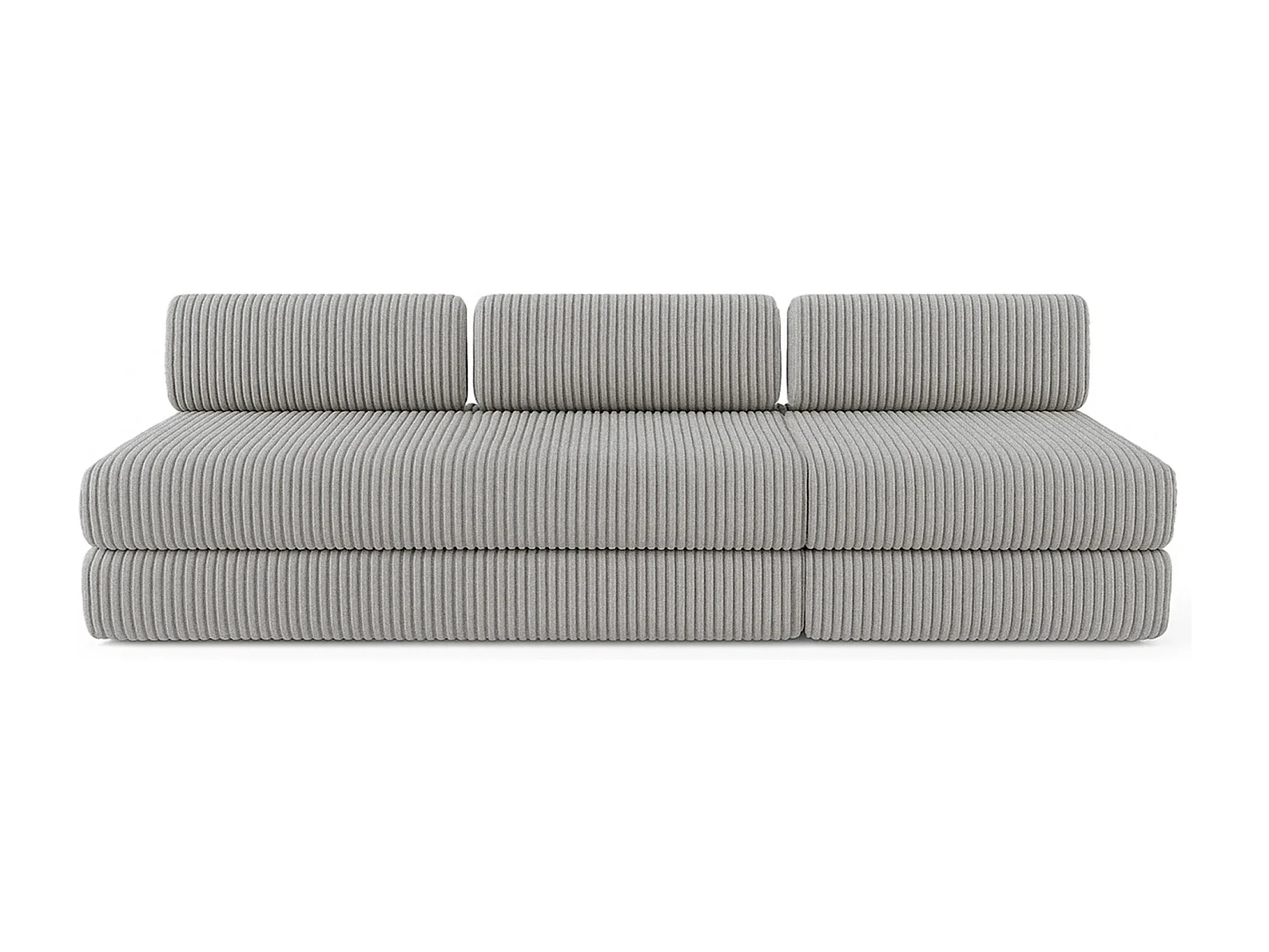 Canapé droit modulable et convertible 4 places - Velours côtelé XL - Gris clair