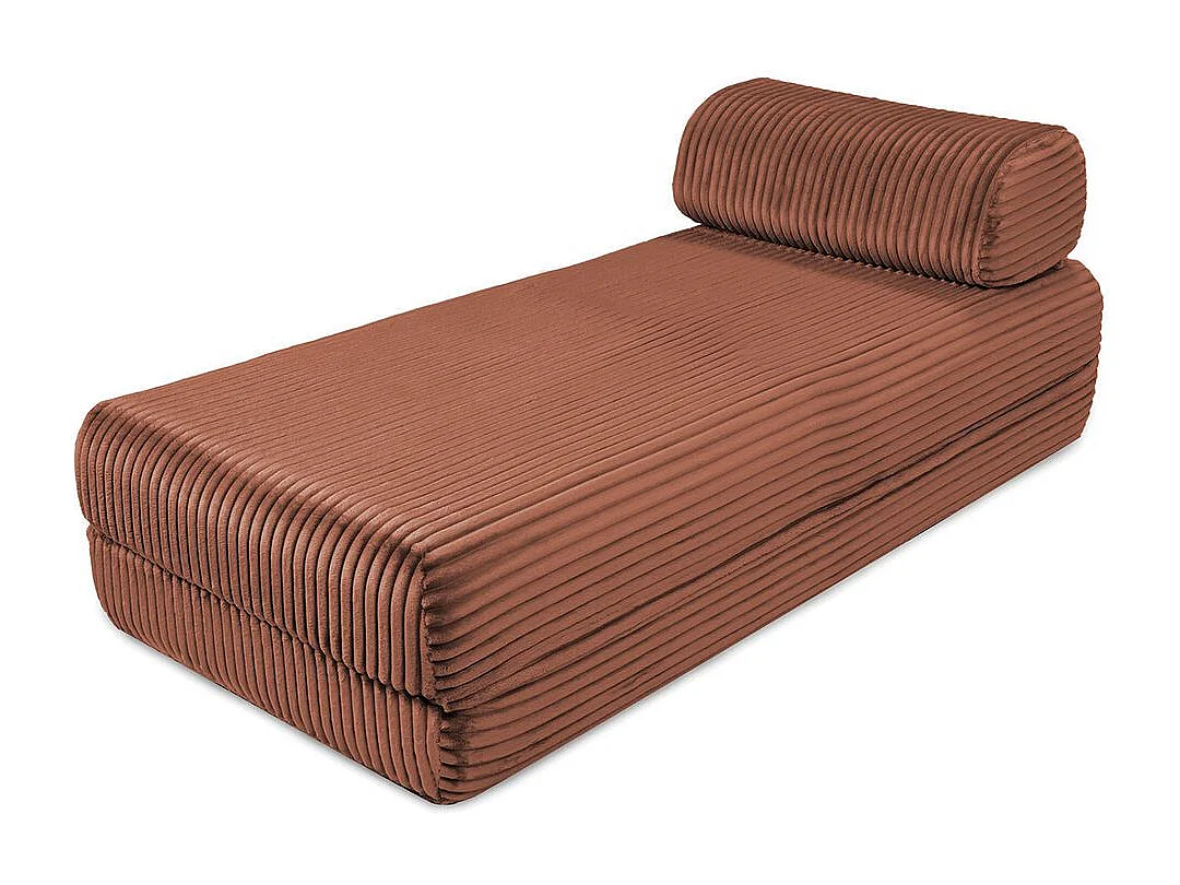 Canapé d'angle modulable et convertible 5 places - Velours côtelé XL - Terracotta