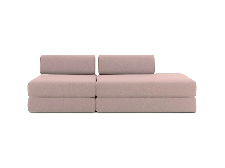 Canapé droit modulable et convertible 3 places - Tissu lisse - Rose