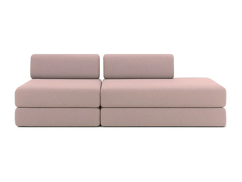 Canapé droit modulable et convertible 3 places - Tissu lisse - Rose