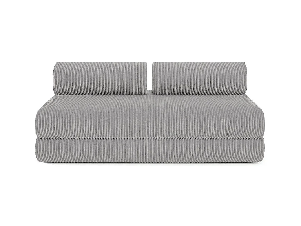 Canapé d'angle modulable et convertible 6 places - Velours côtelé - Gris clair