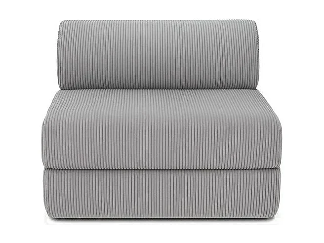 Canapé d'angle modulable et convertible 6 places - Velours côtelé - Gris clair