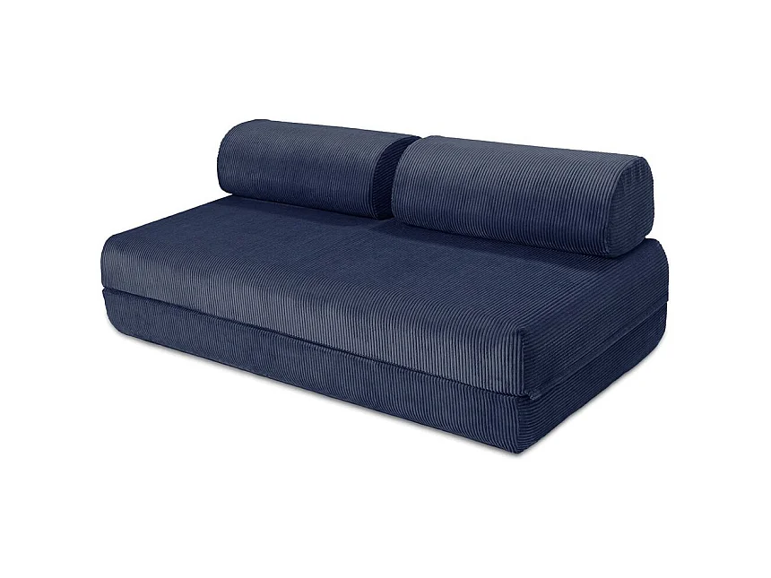 Canapé droit modulable et convertible 5 places - Velours côtelé - Bleu