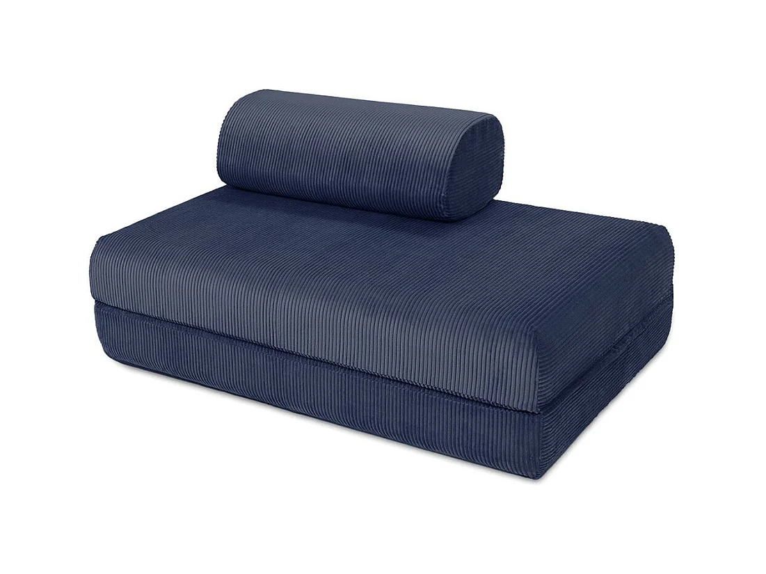 Canapé droit modulable et convertible 5 places - Velours côtelé - Bleu