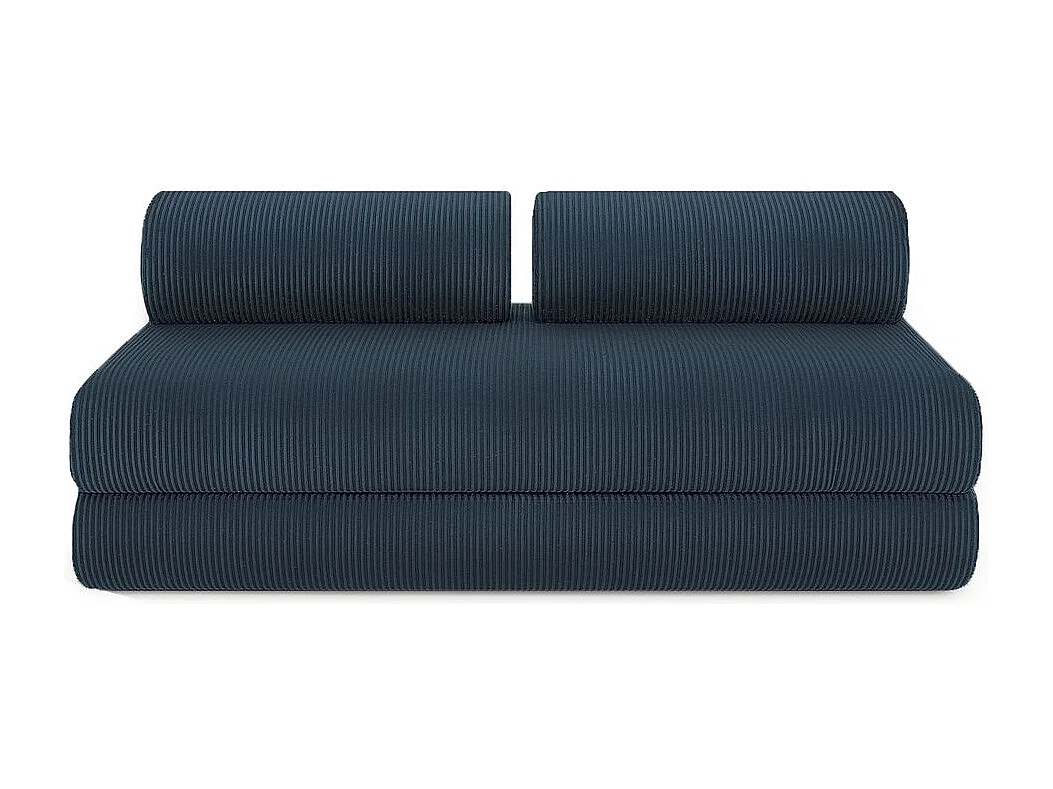 Canapé droit modulable et convertible 5 places - Velours côtelé - Bleu