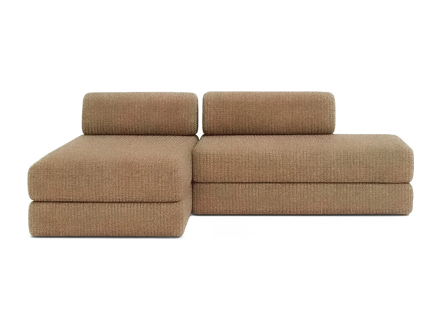 Canapé d'angle modulable et convertible 5 places - Tissu tweed - Marron