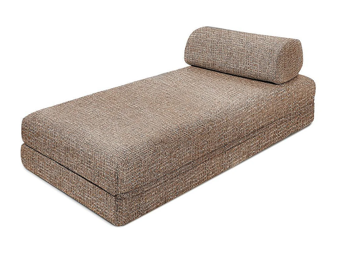 Canapé d'angle modulable et convertible 5 places - Tissu tweed - Marron
