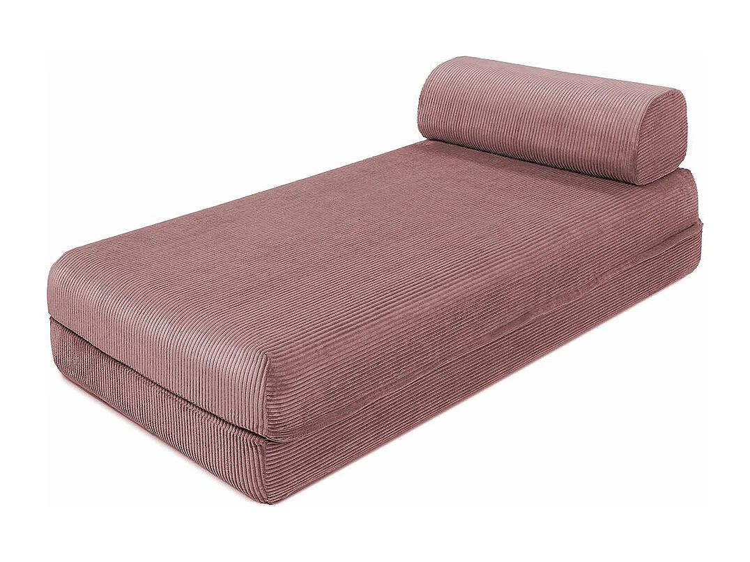 Canapé d'angle modulable et convertible 6 places - Velours côtelé - Rose