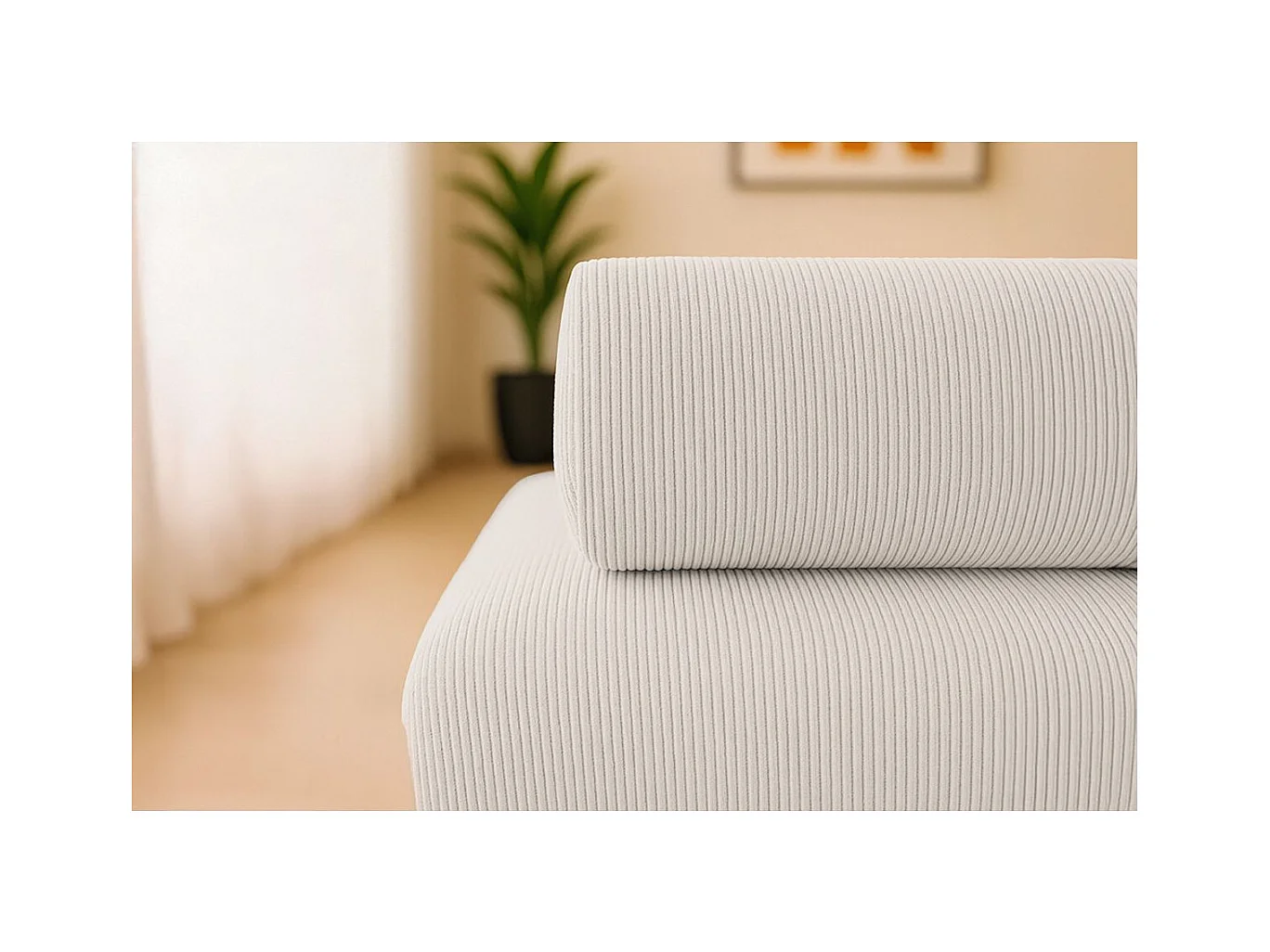 Canapé droit modulable et convertible 5 places - Velours côtelé - Blanc